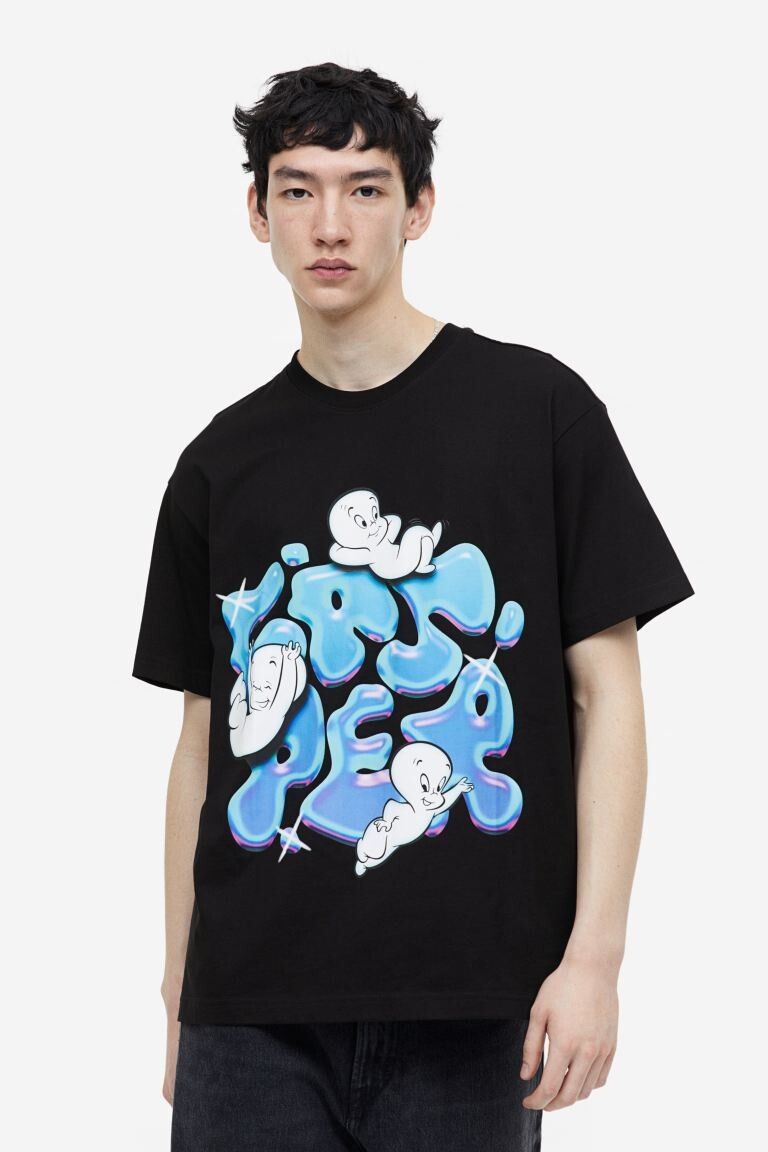 

Футболка свободного кроя H&M, черный/каспер