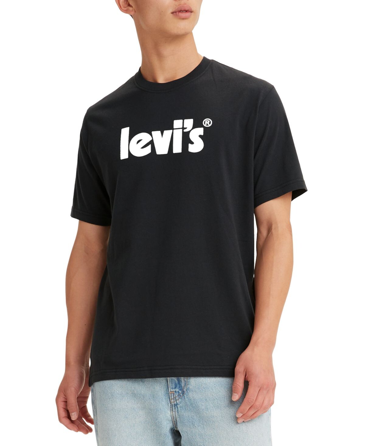 

Мужская футболка свободного кроя с круглым вырезом и плакатом с логотипом Levi's, мульти, Черный