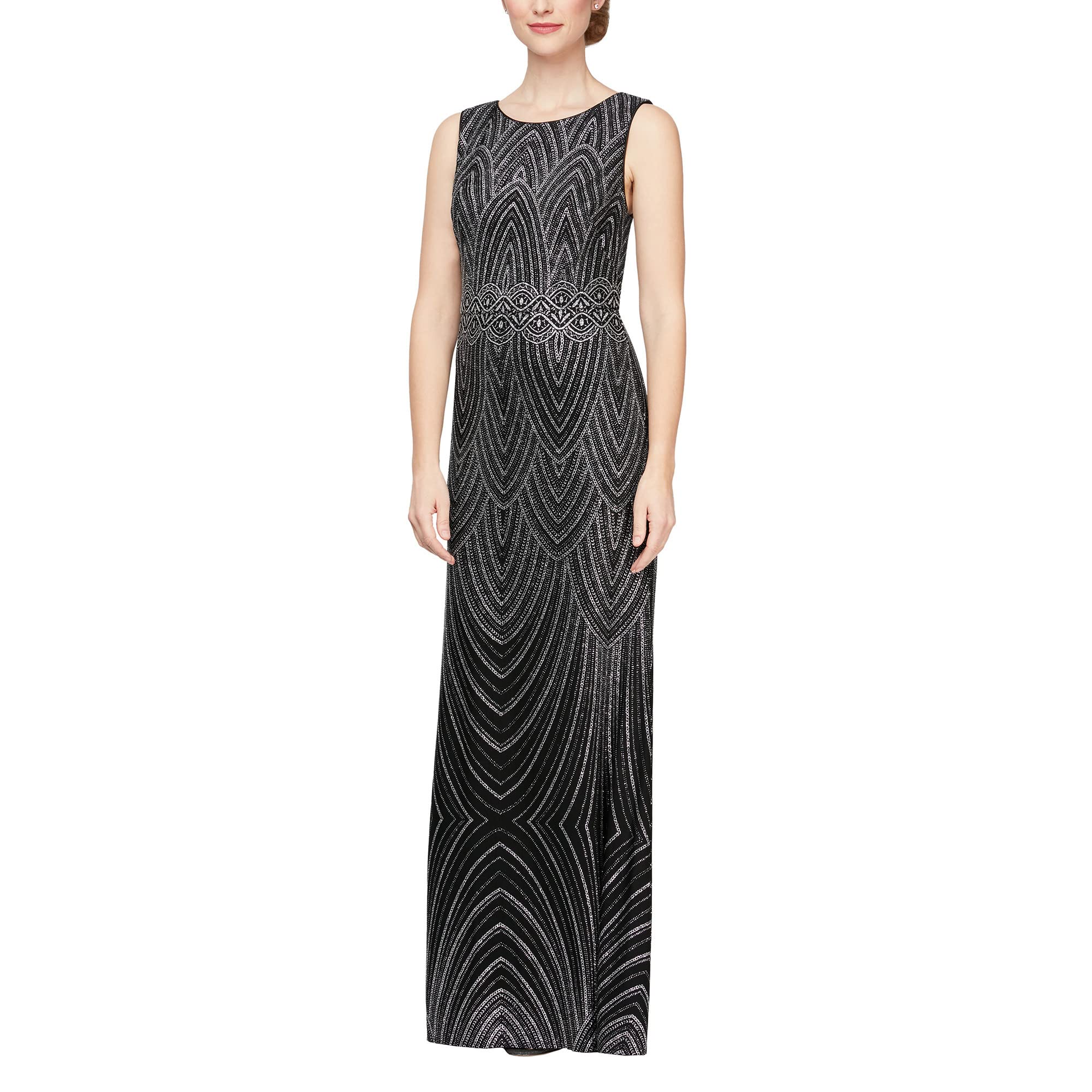 цена Платье Alex Evenings, Long Sleeveless Dress with Patterned Glitter Detail