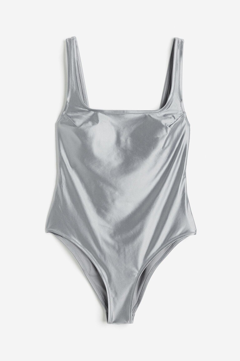 

Купальник с высоким вырезом H&M, серебряный