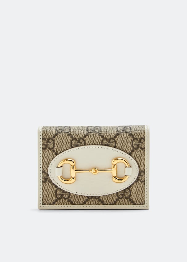 Кошелек GUCCI Horsebit 1955 card case wallet, белый кошелек gucci ophidia card case wallet коричневый