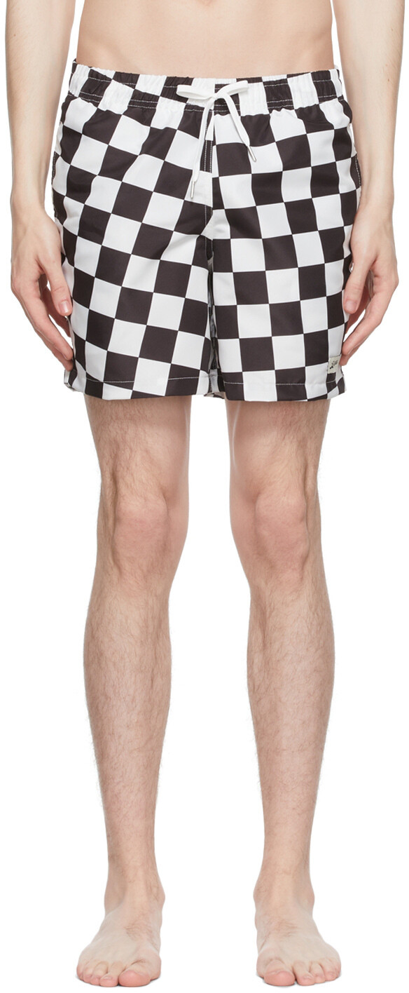 

Купальные шорты в клетку Black & Off-White из полиэстера Bather