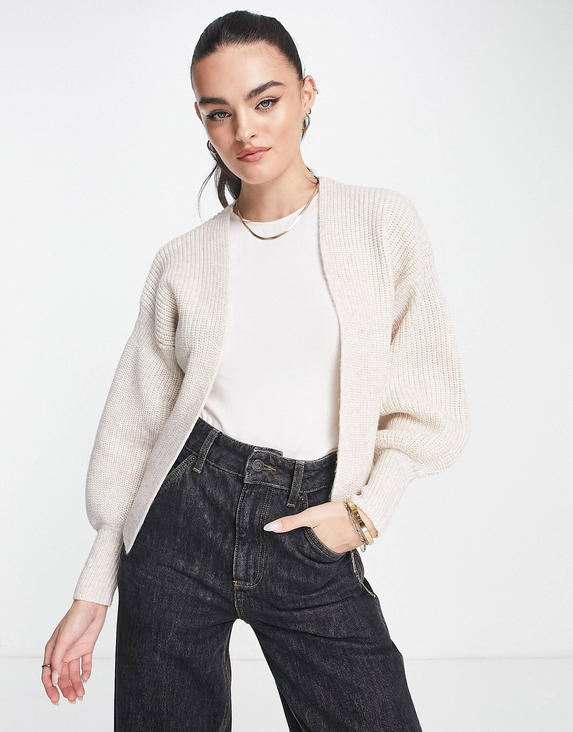 

Овсяный кардиган ASOS DESIGN от края до края, Серый