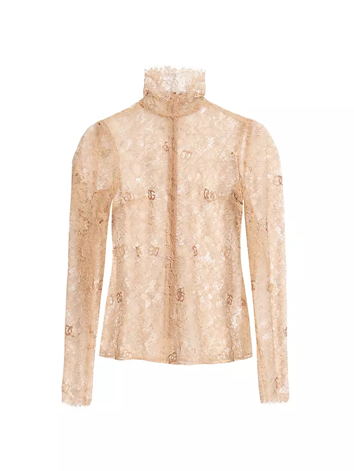 

Кружевной топ с логотипом и водолазкой Dolce&Gabbana, цвет sand