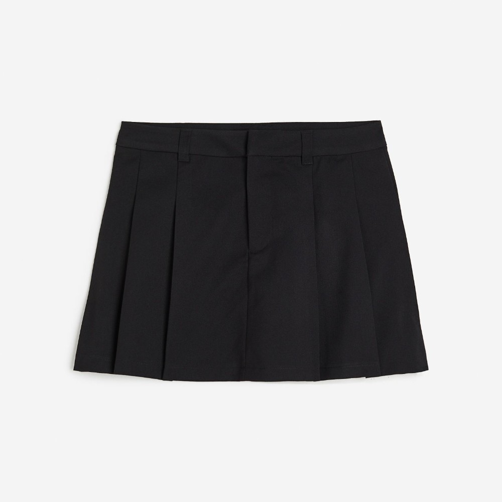 Юбка H&M Pleated A-line, черный короткая юбка со складками zara черный