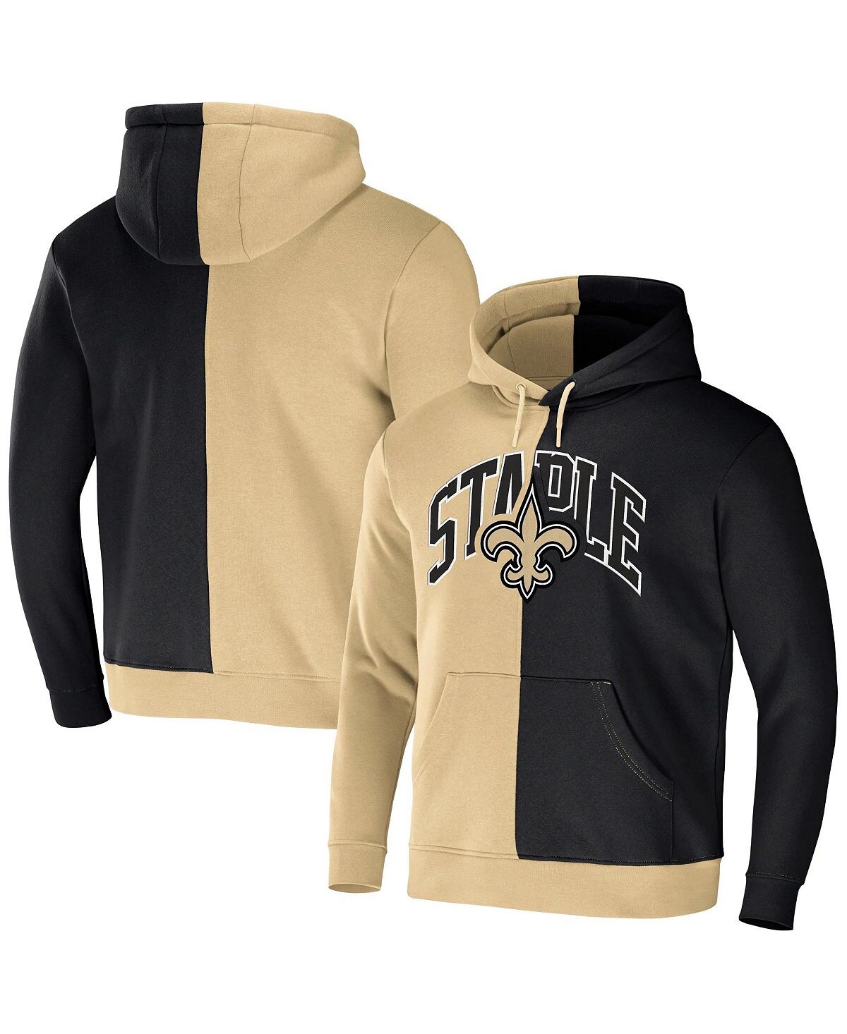 

Мужская кремовая футболка nfl x staple, черная толстовка с капюшоном new orleans saints с разрезным логотипом NFL Properties, мульти