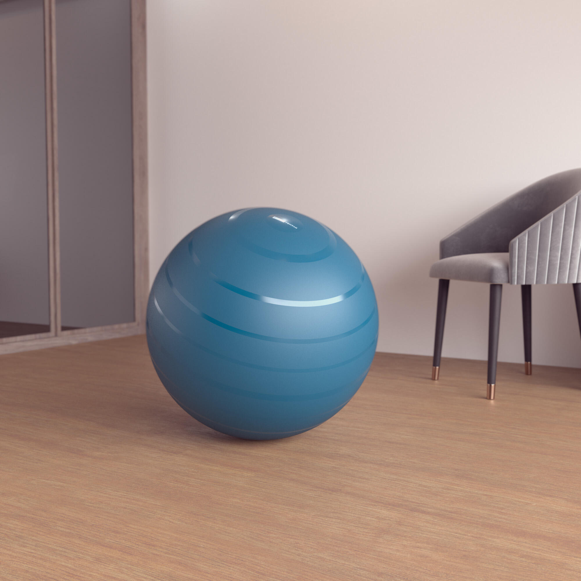 Фитнес-мяч размер 2 / 65 см - бирюзовый DOMYOS, темный бензин/темный бензин/голубой лед мороз д о шпагат дома растяжка фитнес