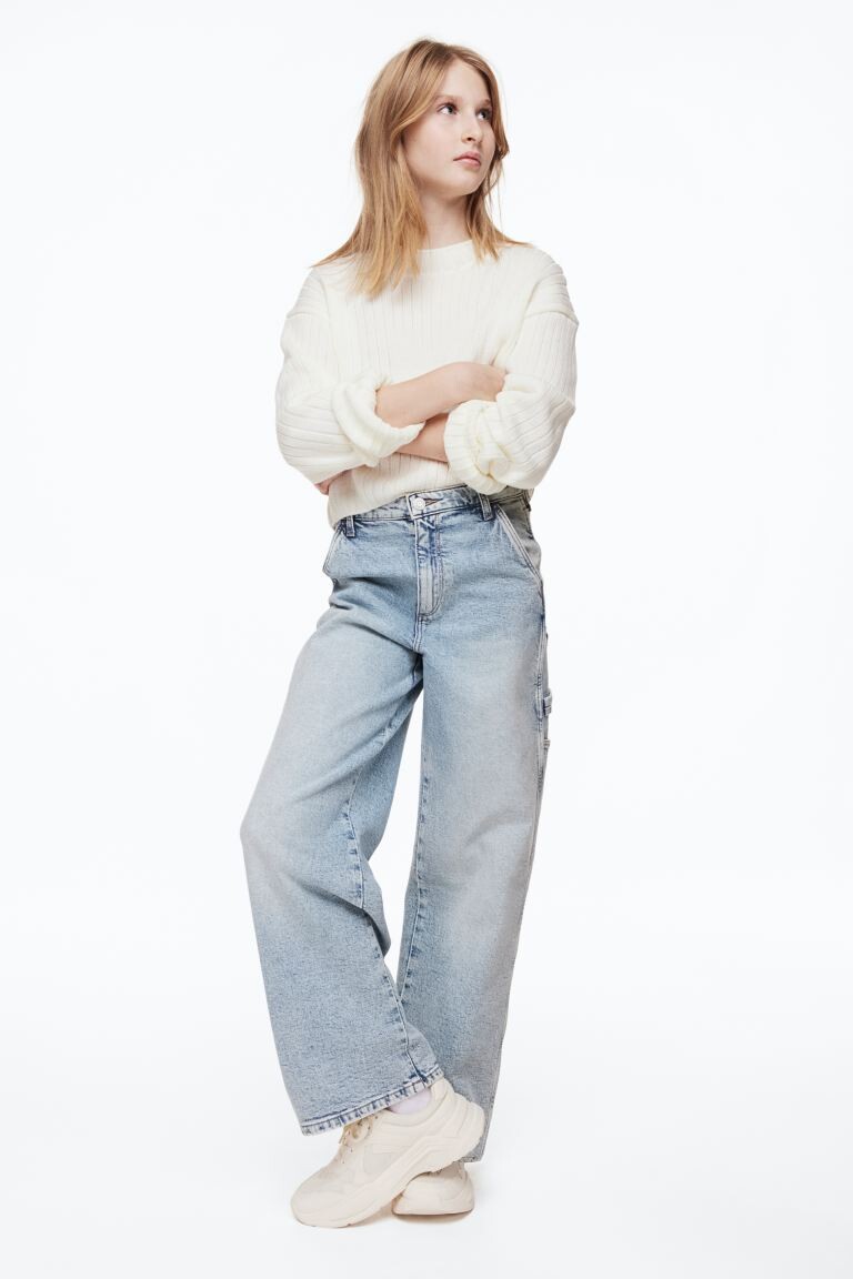 

Широкие джинсы H&M, бледно-голубой деним
