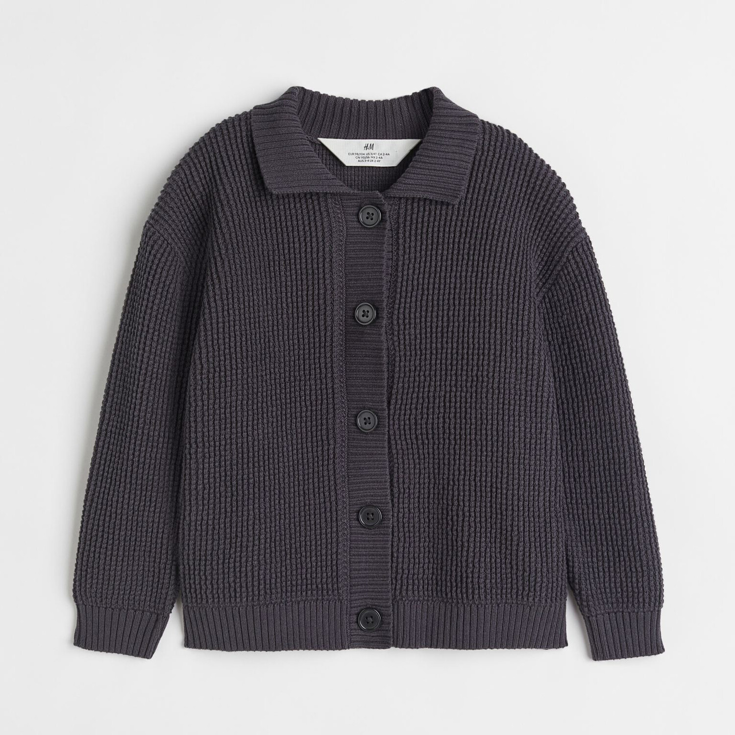 

Хлопковый кардиган с воротником H&M Solid-color, темно-серый