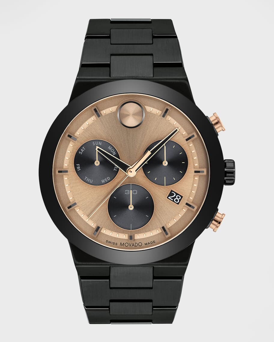 

Мужские часы Bold Fusion Chronograph IP с черным стальным браслетом, 44 мм Movado