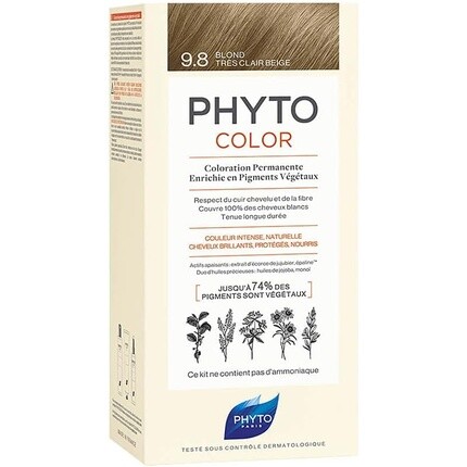 

Стойкая краска для волос Phyto Phytocolor 9.8 Очень Светлый Пепельный Блондин