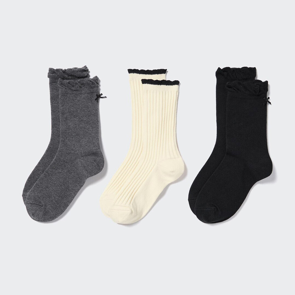 

Носки Uniqlo Girls' Socks 3 пары, темно-серый