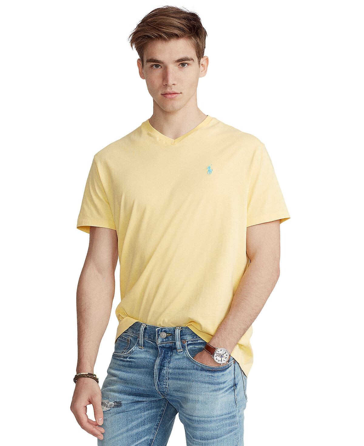 

Мужская трикотажная футболка классического кроя с v-образным вырезом Polo Ralph Lauren