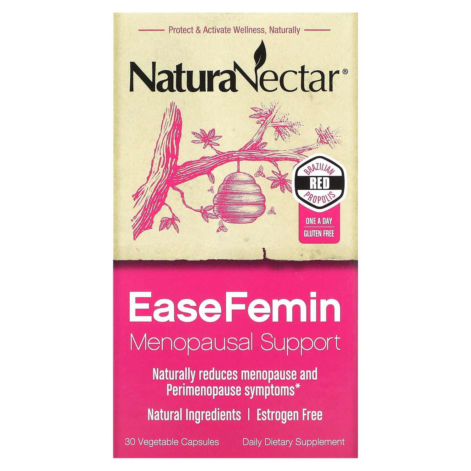 

EaseFemin, поддержка при менопаузе, 30 растительных капсул, NaturaNectar
