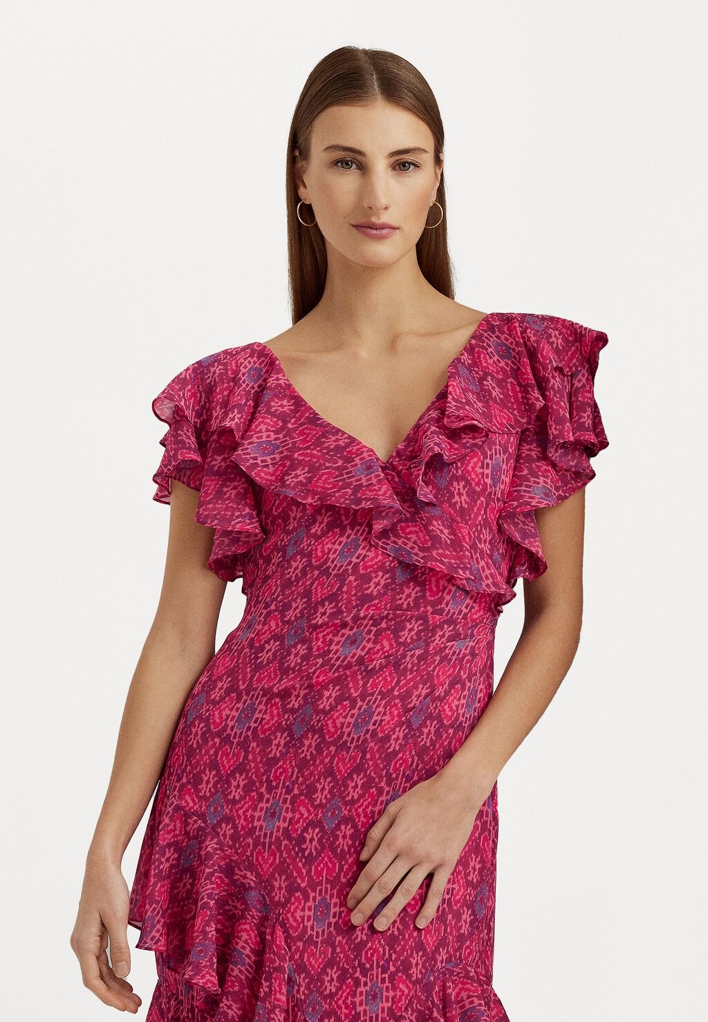 

Платье макси BRAHIMA SHORT SLEEVE GOWN Lauren Ralph Lauren, розовый