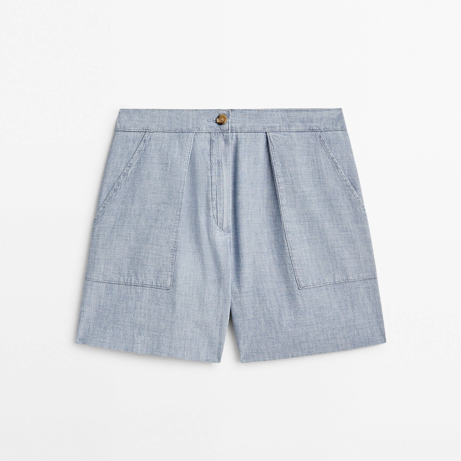 

Шорты Massimo Dutti Cotton Denim Bermuda With Elasticated Waistband, голубой