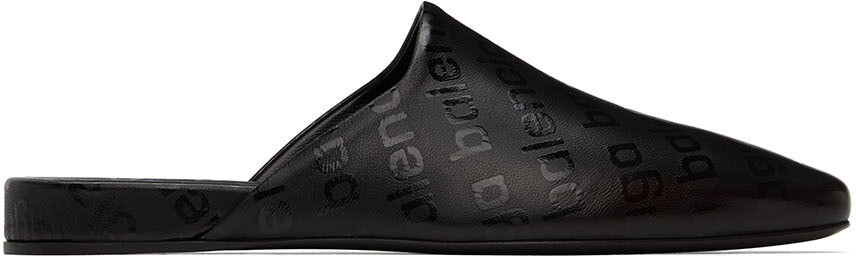

Черные уютные туфли без задника с монограммой Balenciaga