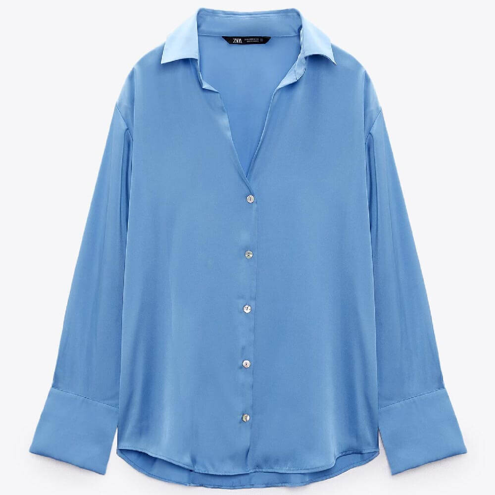 

Рубашка Zara Flowing Satin, синий