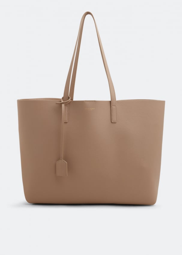 цена Сумка-тоут SAINT LAURENT Leather shopping tote bag, бежевый