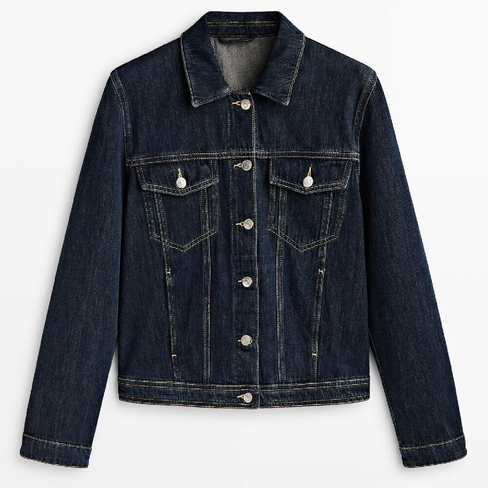 

Куртка Massimo Dutti Denim Trucker, темно-синий