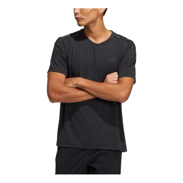 Футболка Adidas Solid Color Breathable Logo Round Neck Short Sleeve Black, Черный