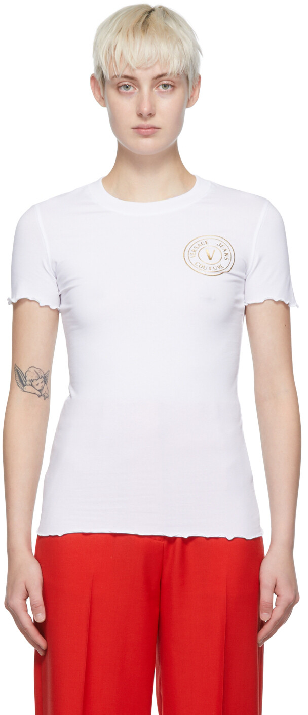 

Белая хлопковая футболка Versace Jeans Couture, Белый