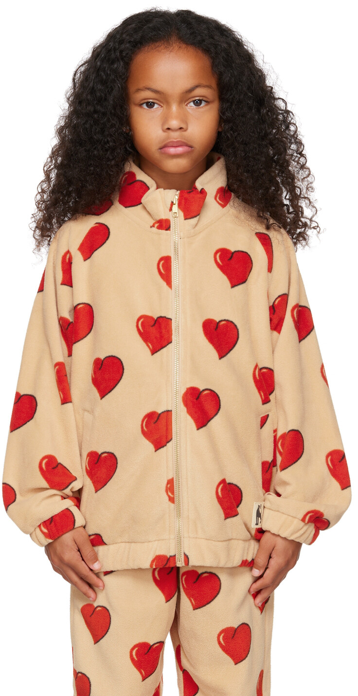 

Детская флисовая куртка Beige Hearts Mini Rodini