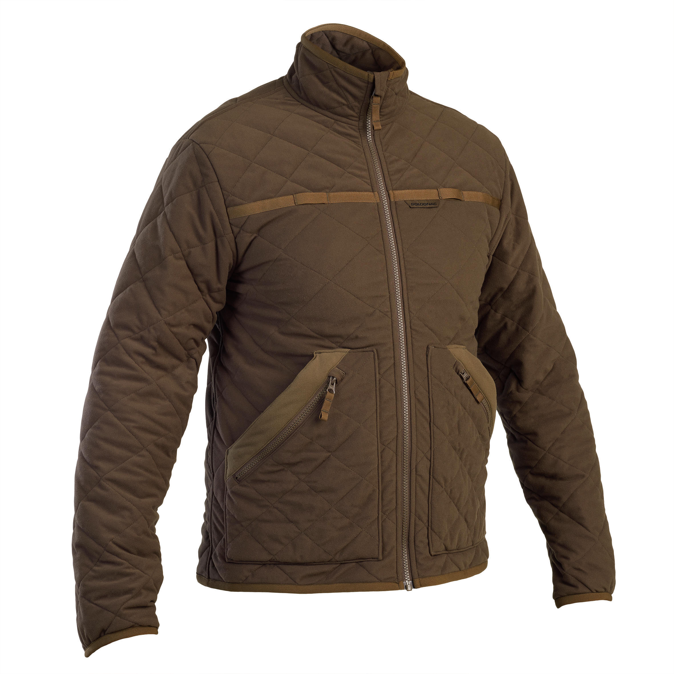 цена Охотничья куртка 500 утепленная тихая коричневая SOLOGNAC, кофе коричневый