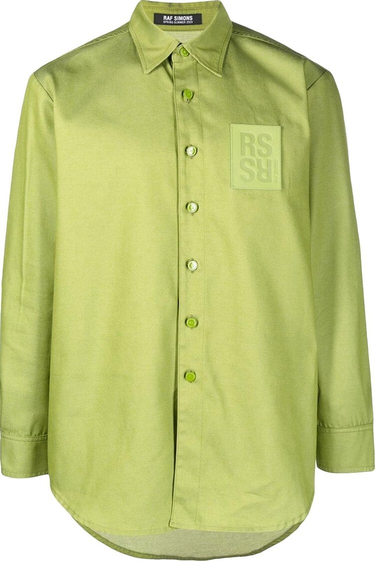 

Рубашка Raf Simons Straight Fit Denim Shirt With Leather Patch 'Green', зеленый
