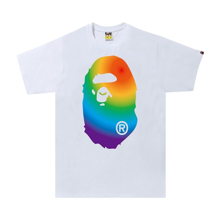 Футболка BAPE Rainbow Big Ape Head Tee 'White', белый футболка bape rainbow big ape head tee white белый