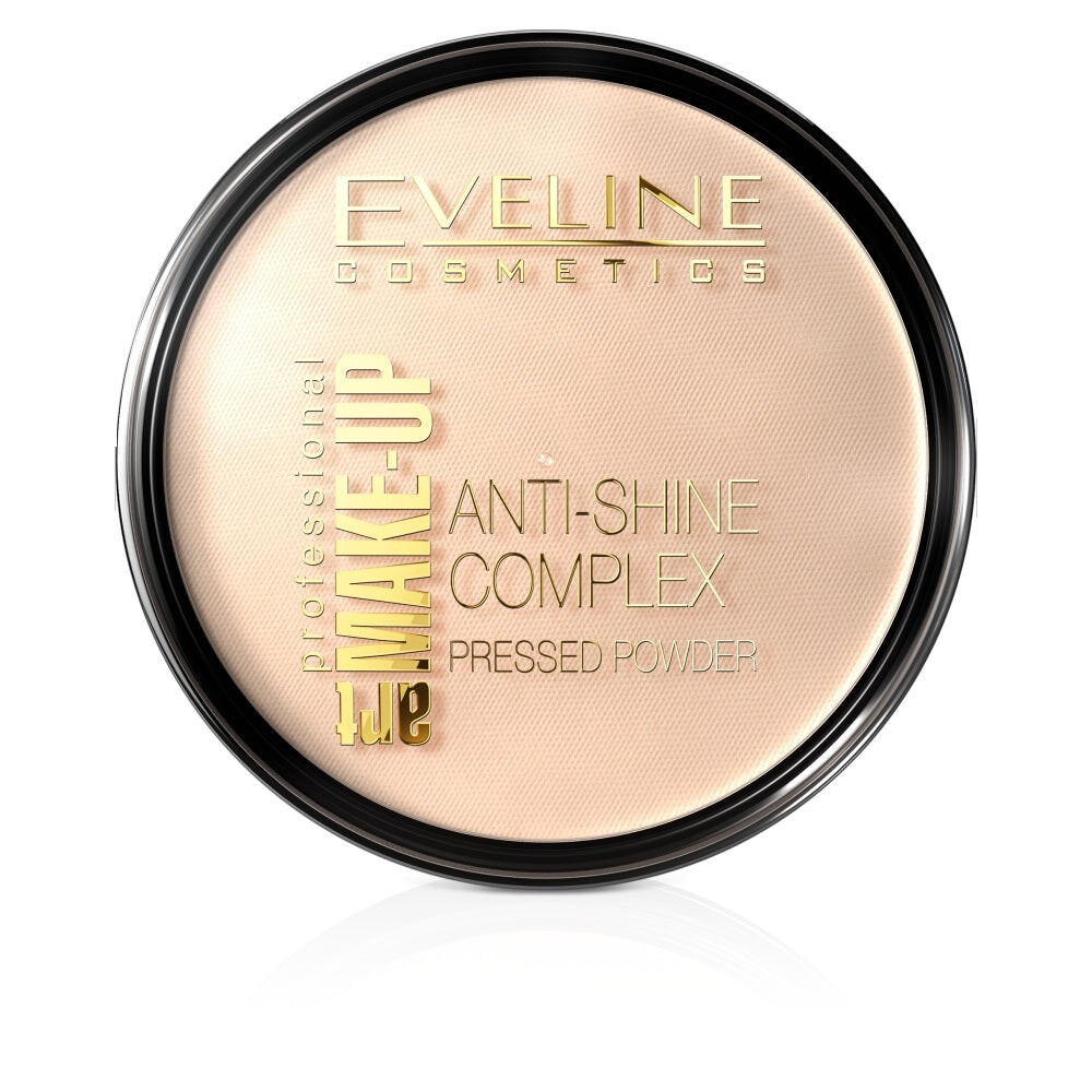 

Eveline Cosmetics Art Make-Up Anti-Shine Complex Pressed Powder Матирующая минеральная пудра с шелком 33 Золотой песок 14г