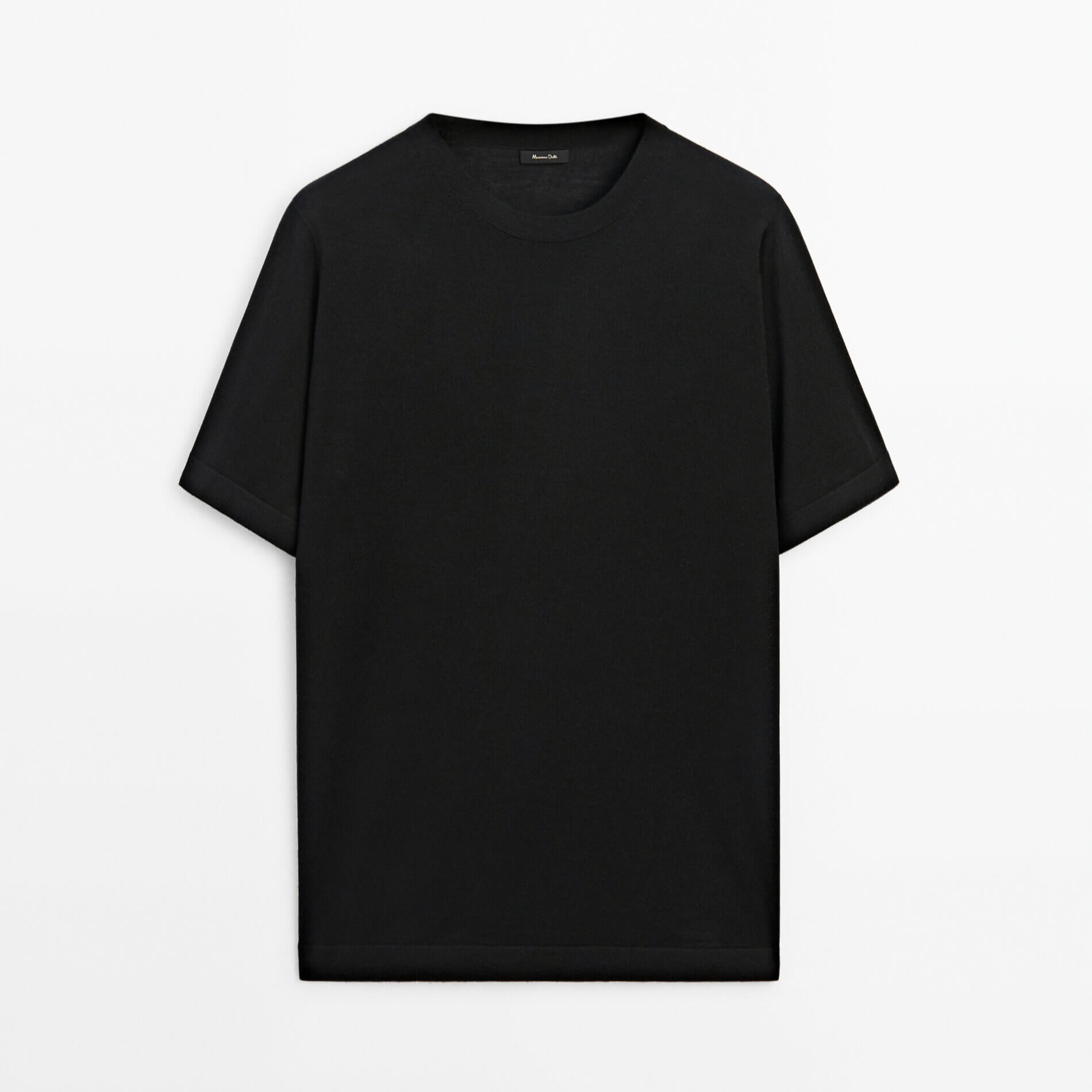 Футболка Massimo Dutti Short Sleeve Wool Blend, черный футболка с коротким рукавом новинка лета 2021 вязаная корейская свободная приталенная рубашка с круглым вырезом джокер пуловер куртка для
