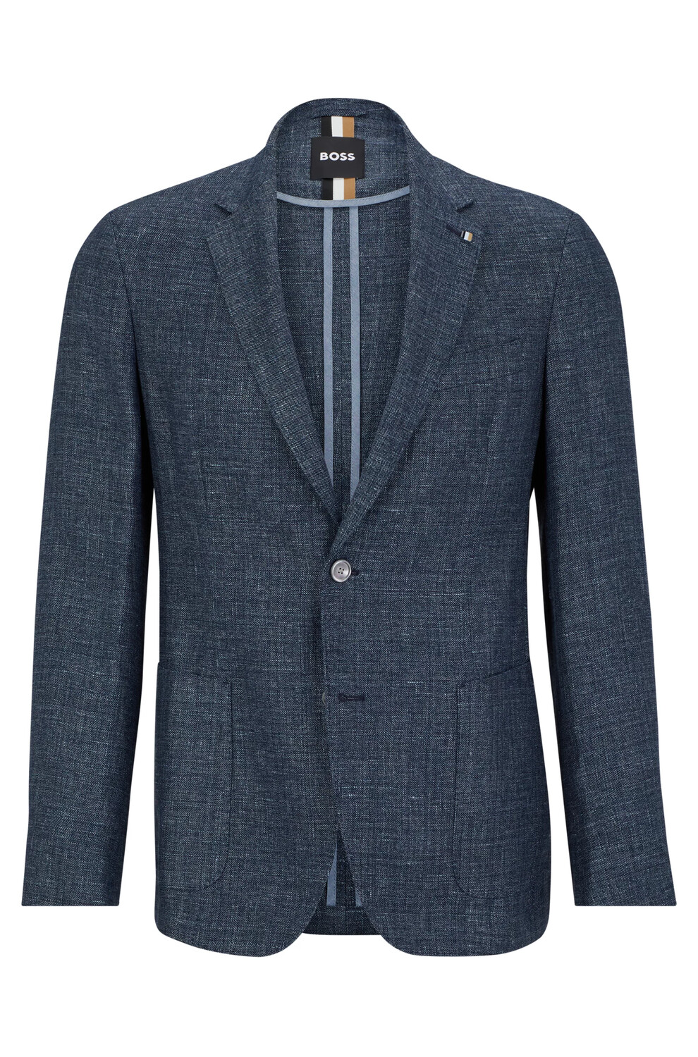 

Пиджак приталенного кроя Hugo Boss Patterned Linen And Virgin Wool, темно-синий