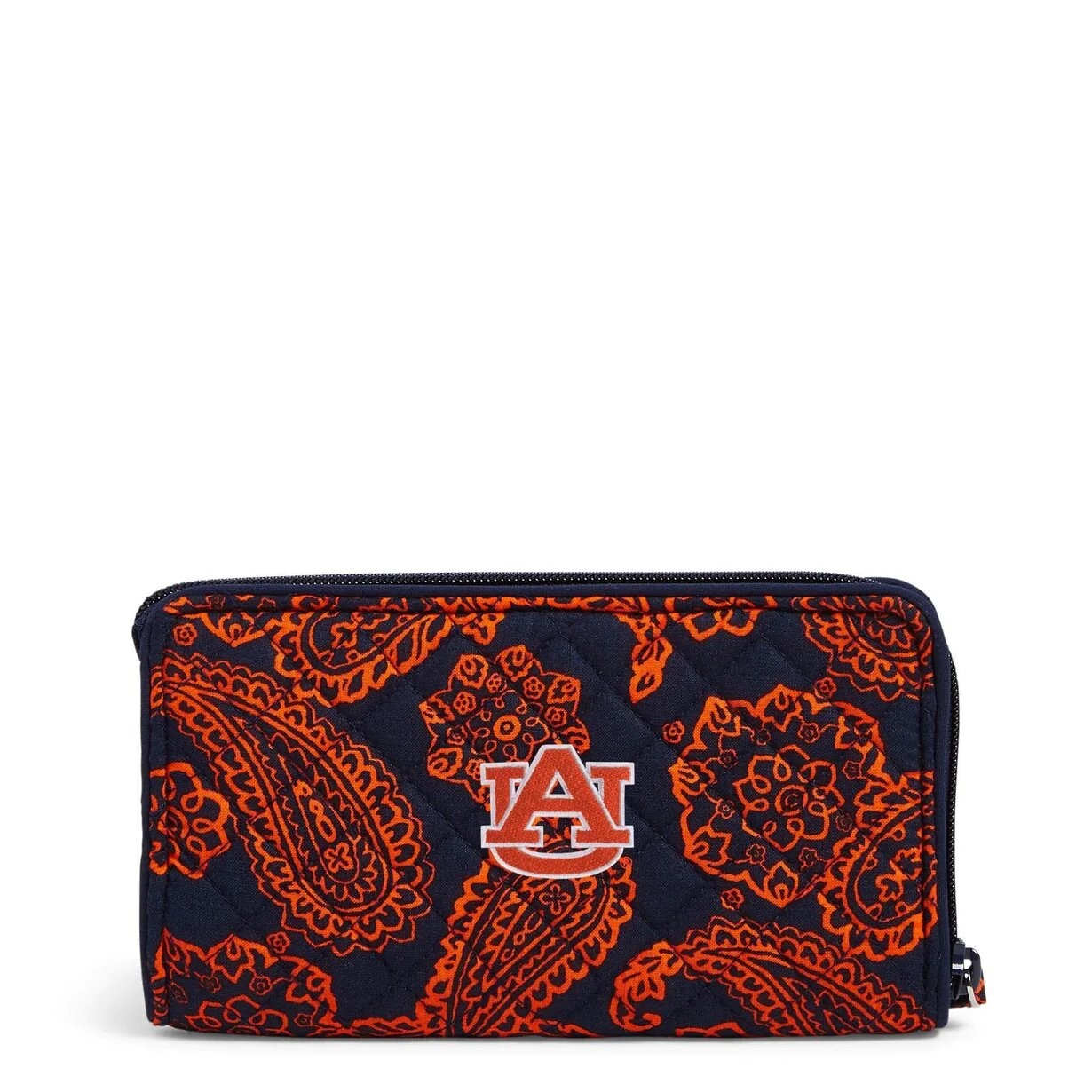 

Кошелек Vera Bradley Cotton Collegiate Front Zip With Rfid Protection, темно-синий/оранжевый
