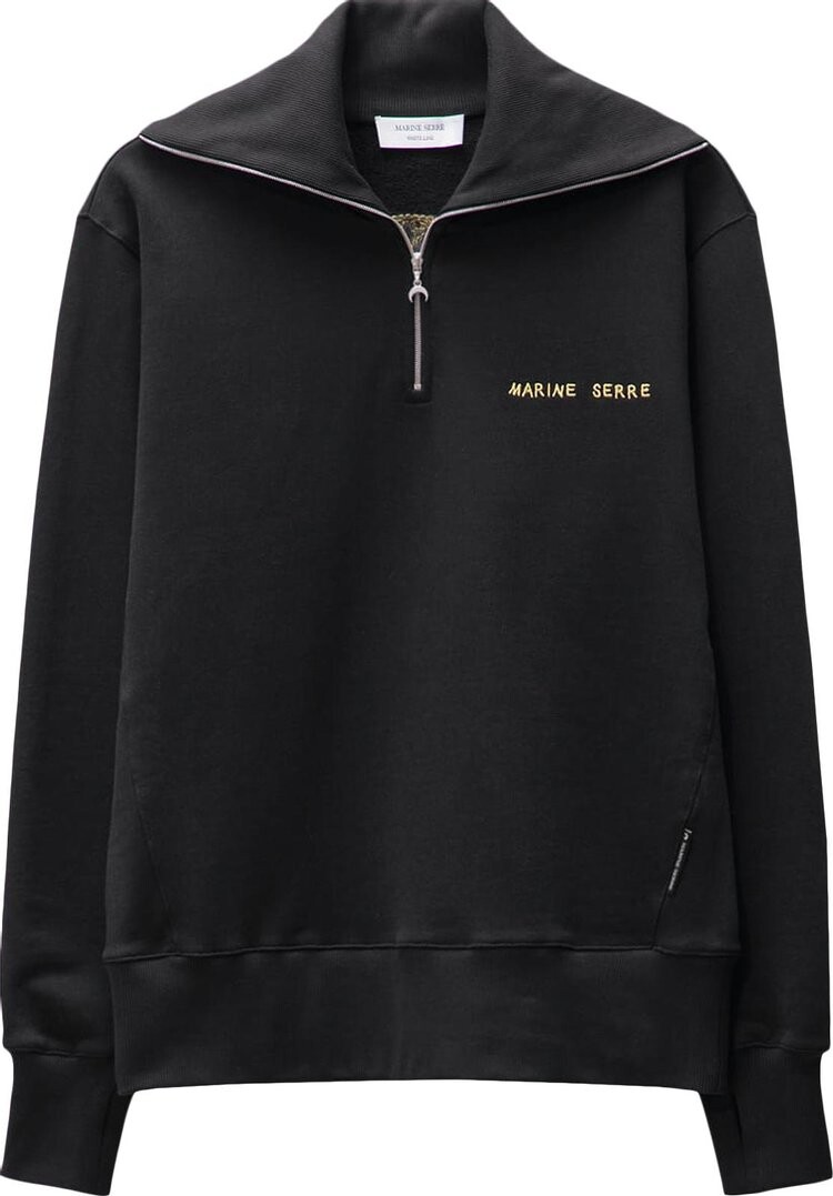 

Свитер Marine Serre Ornament Half Zip Sweater 'Black', черный