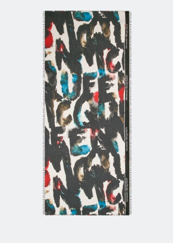 

Шарф ALEXANDER MCQUEEN Selvedge Tape Watercolour Graffiti stole, разноцветный