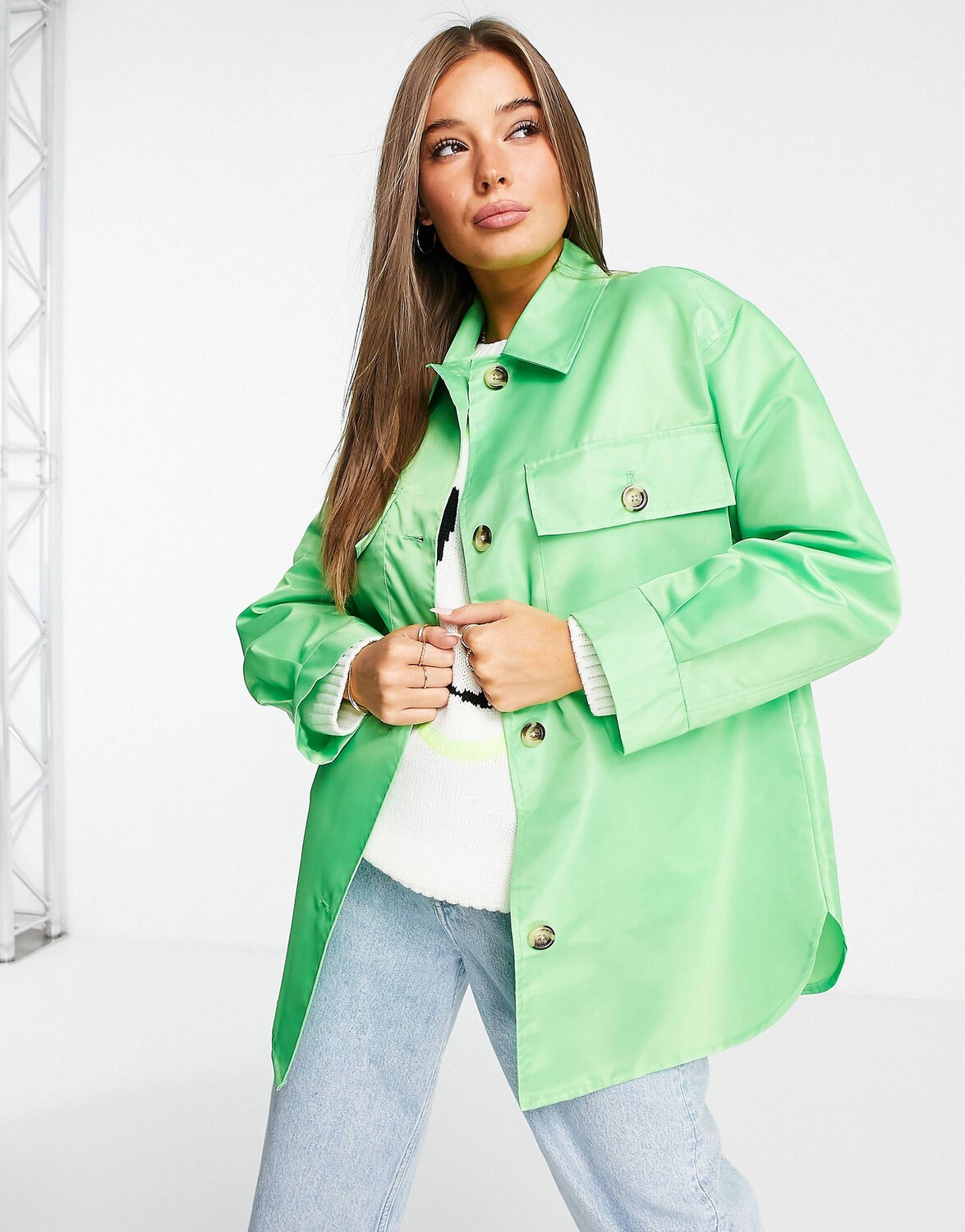 

Зеленая нейлоновая куртка ASOS DESIGN, Зеленый