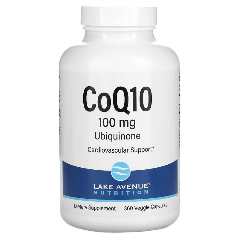 коэнзим q10 с pqq lake avenue nutrition 100 мг 60 вегетарианских капсул Коэнзим Q10 класса USP Lake Avenue Nutrition 100 мг, 360 капсул