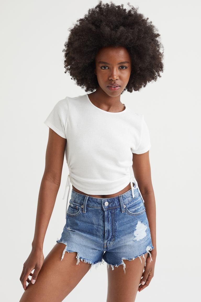 

Джинсовые шорты с высокой талией H&M, синий деним