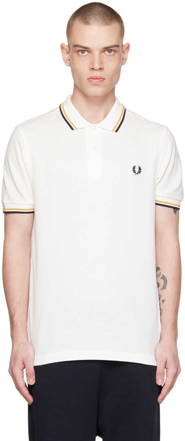 

Белая футболка-поло с двумя окантовками Fred Perry, Белый