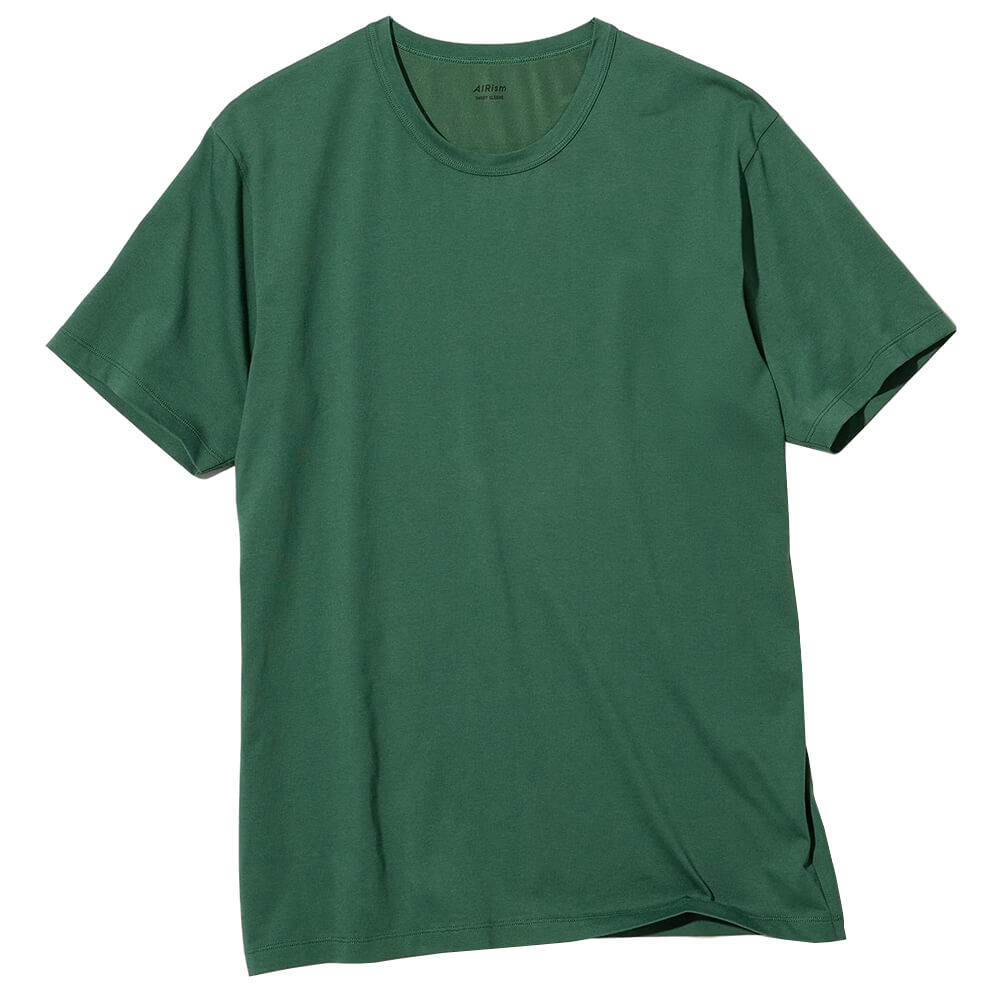 Футболка Uniqlo Airism Cotton Crew Neck, зеленый футболка uniqlo airism cotton v neck черный
