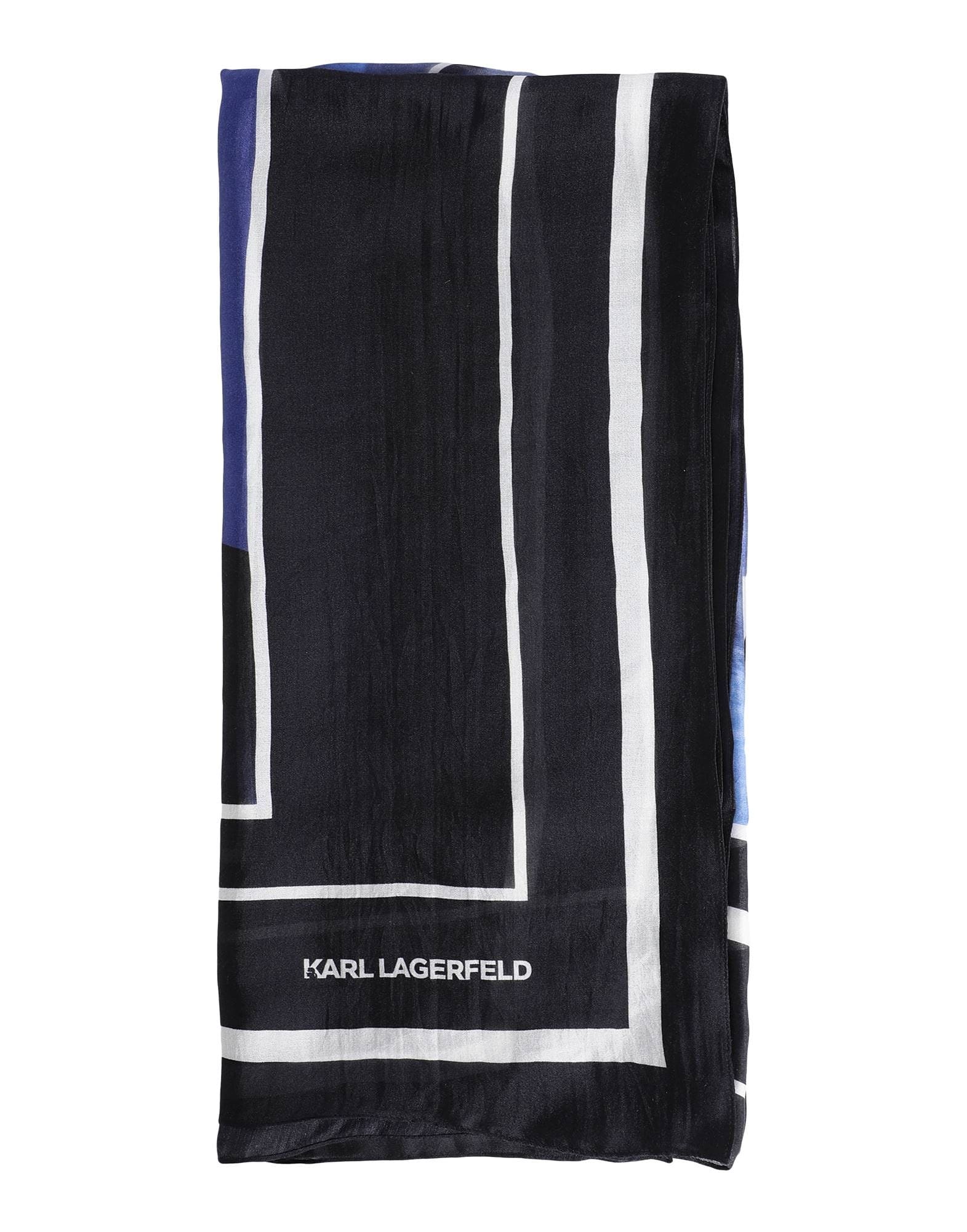 Шарф Karl Lagerfeld Archive, черный/голубой/белый цена и фото