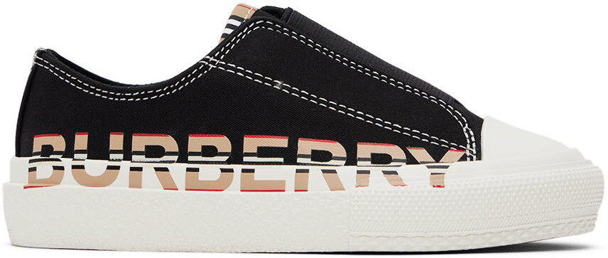 

Детские кроссовки без шнурков в черную полоску с логотипом Icon Stripe Burberry