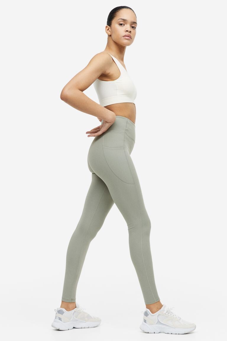 

Спортивные леггинсы DryMove с карманами H&M, светло-зеленый хаки