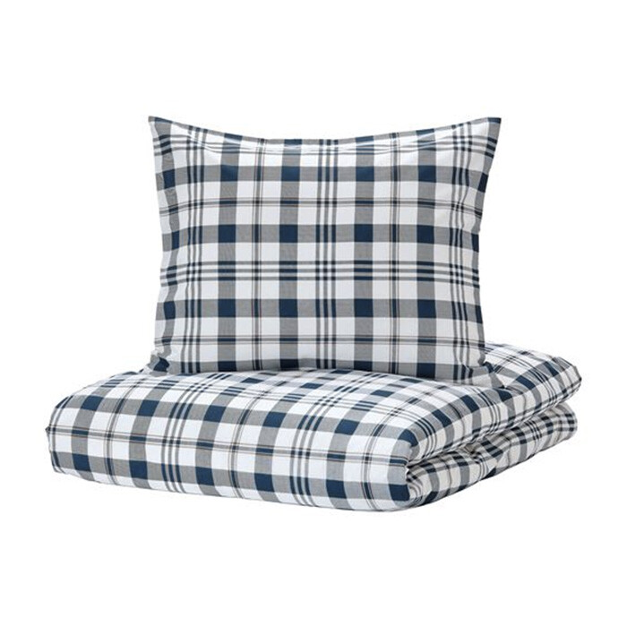 

Комплект постельного белья Ikea Spikvallmo, 2 предмета, белый/синий