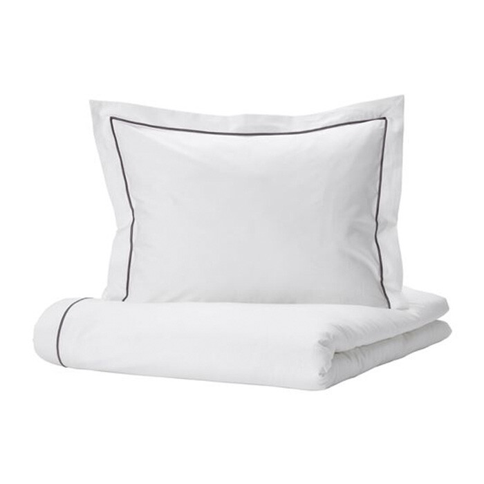 

Комплект постельного белья Ikea Silvertistel, 140x200/80x80, белый/темно-серый