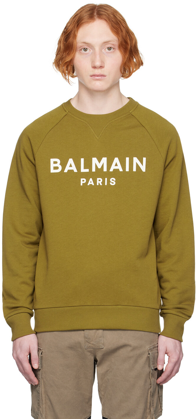 

Толстовка цвета хаки с принтом Balmain