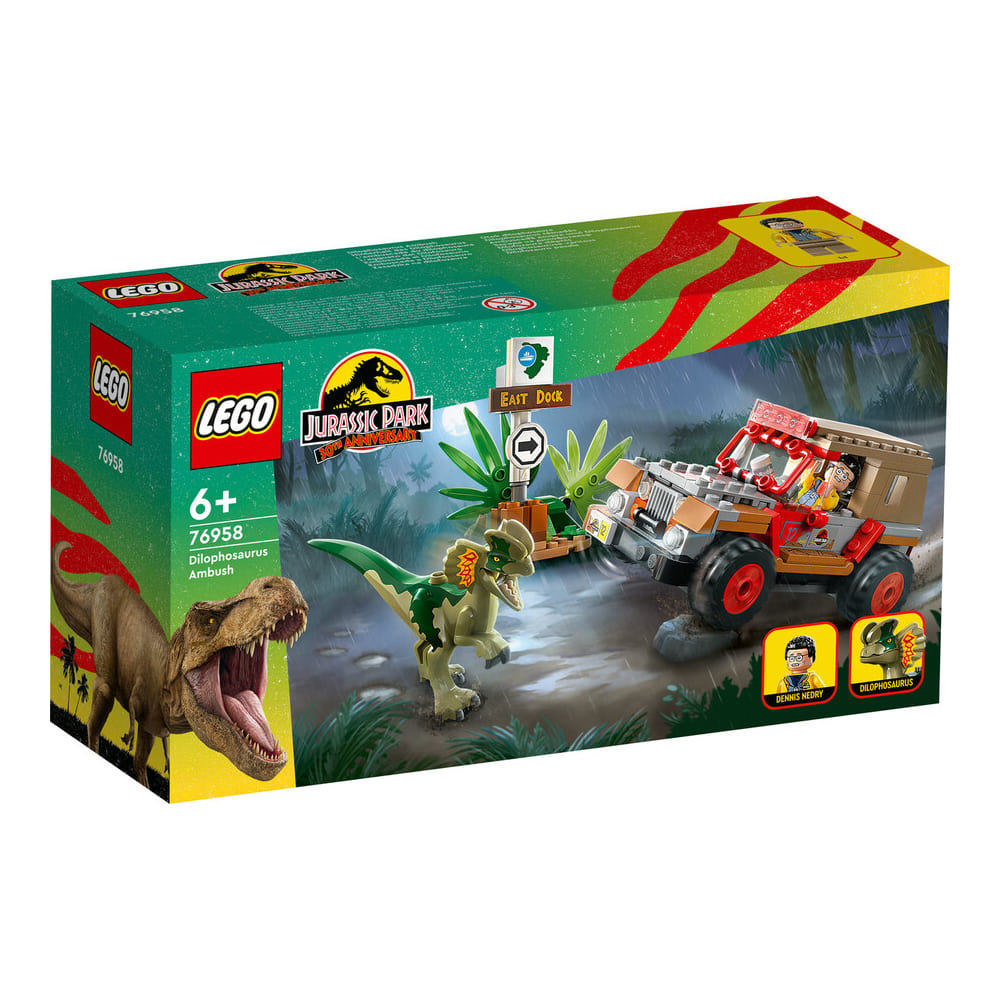 цена Конструктор LEGO Jurassic Park Dilophosaurus Ambush 76958, 211 деталей
