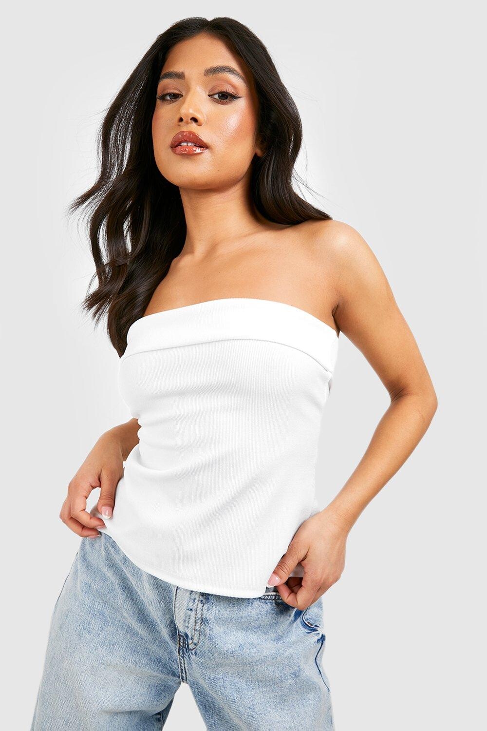 

Продолженный топ-бандо petite Boohoo, белый