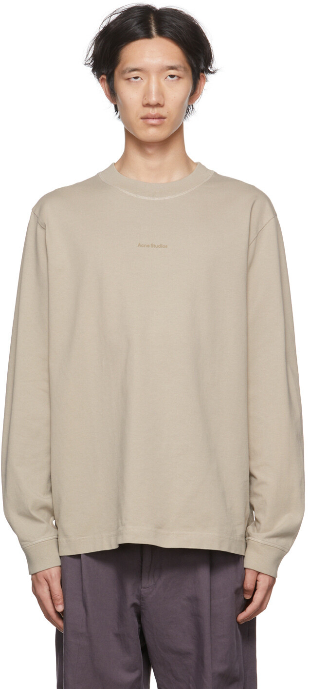

Серо-коричневая футболка с длинным рукавом из органического хлопка Acne Studios, Коричневый